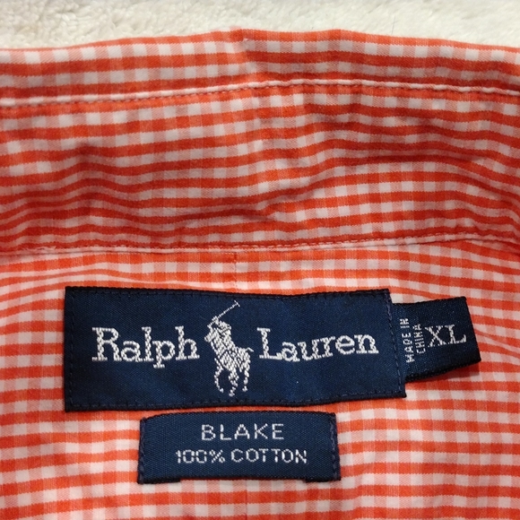 Ralph Lauren xl short sleeve Blake cotton button down shirt salmon and white. - Picture 4 of 11